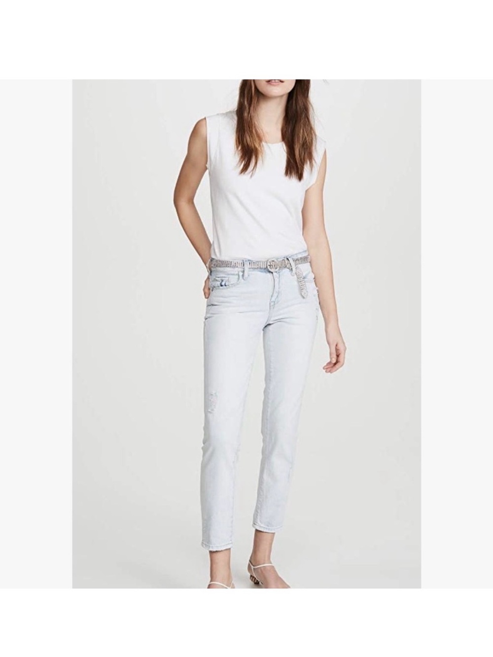 BLANK NYC The Ludlow Allstar Light Acid Wash Distressed Girlfriend Crop Jean